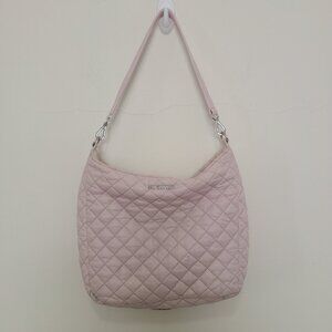 MZ Wallace Crosby Quilted Hobo Shoulder Bag Nylon Pink